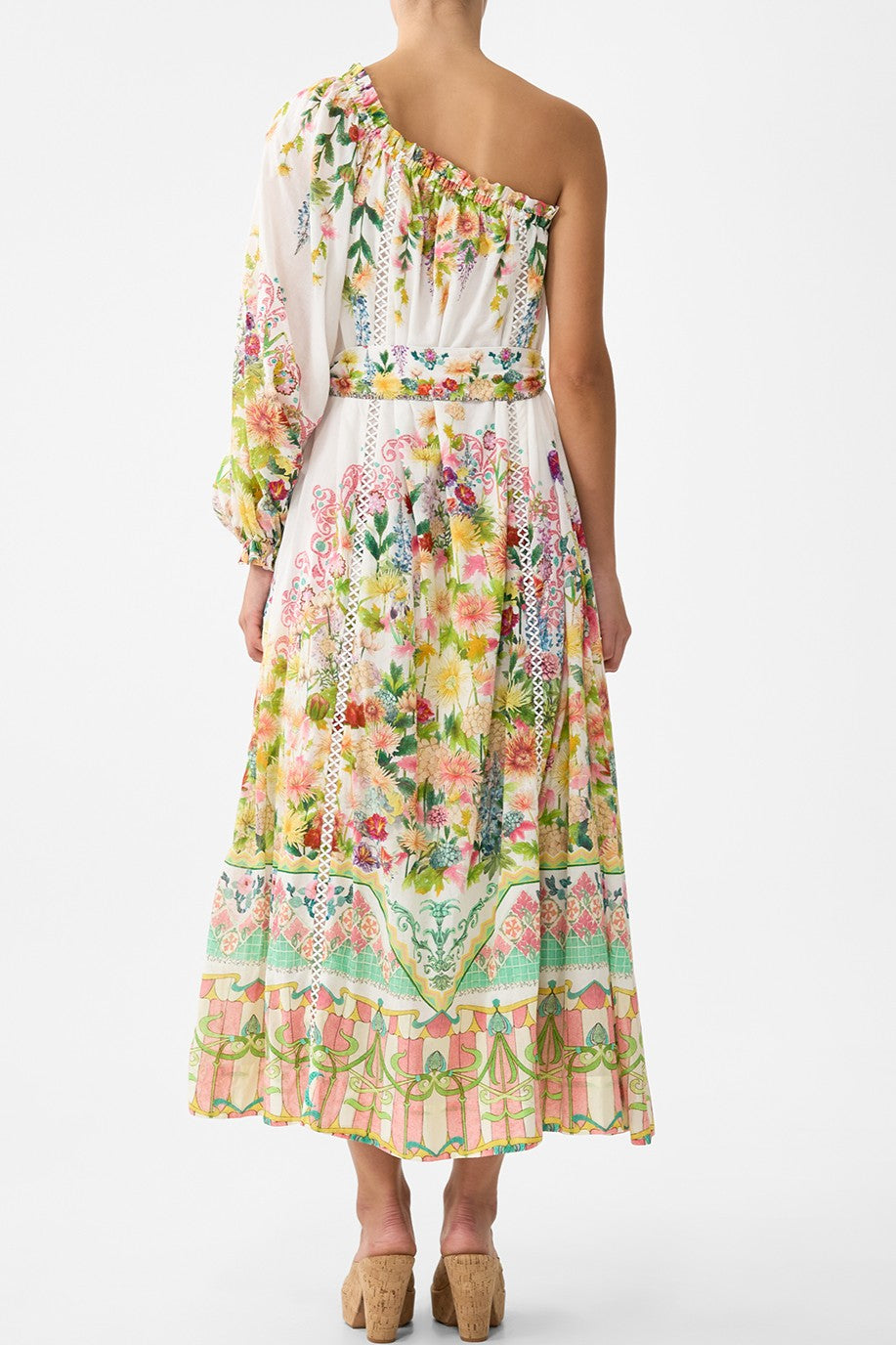 CAMILLA One Shoulder Dress with Blouson Sleeve - The Call of Catalonia - Magpie Style