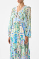 CAMILLA Lace Up Front Long Dress - Midsummer Mosaics - Magpie Style