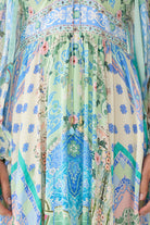 CAMILLA Lace Up Front Long Dress - Midsummer Mosaics - Magpie Style