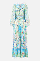 CAMILLA Lace Up Front Long Dress - Midsummer Mosaics - Magpie Style