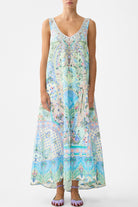 CAMILLA V Neck Pocket Dress with Low Back - Midsummer Mosaics - Magpie Style