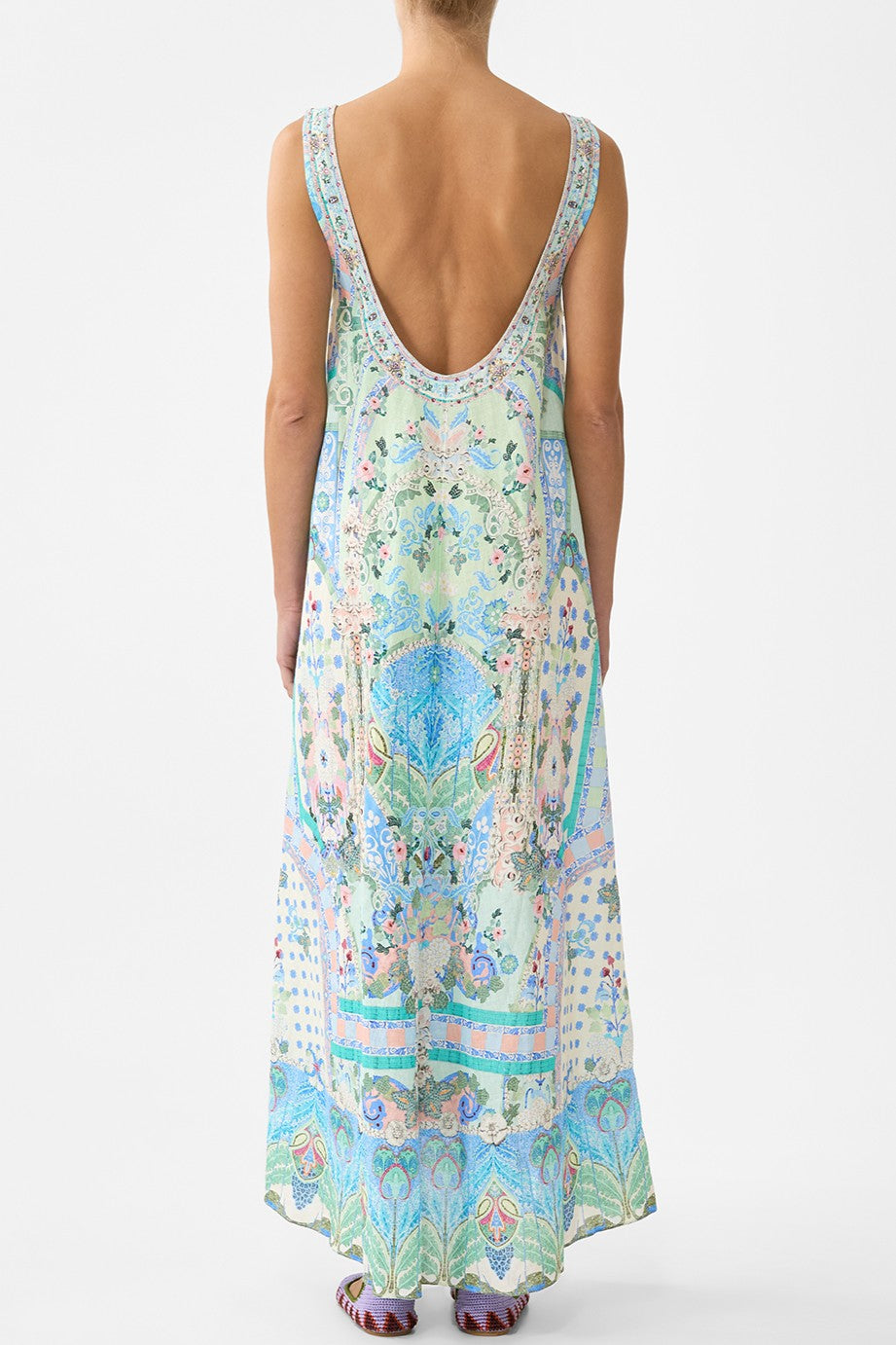 CAMILLA V Neck Pocket Dress with Low Back - Midsummer Mosaics - Magpie Style