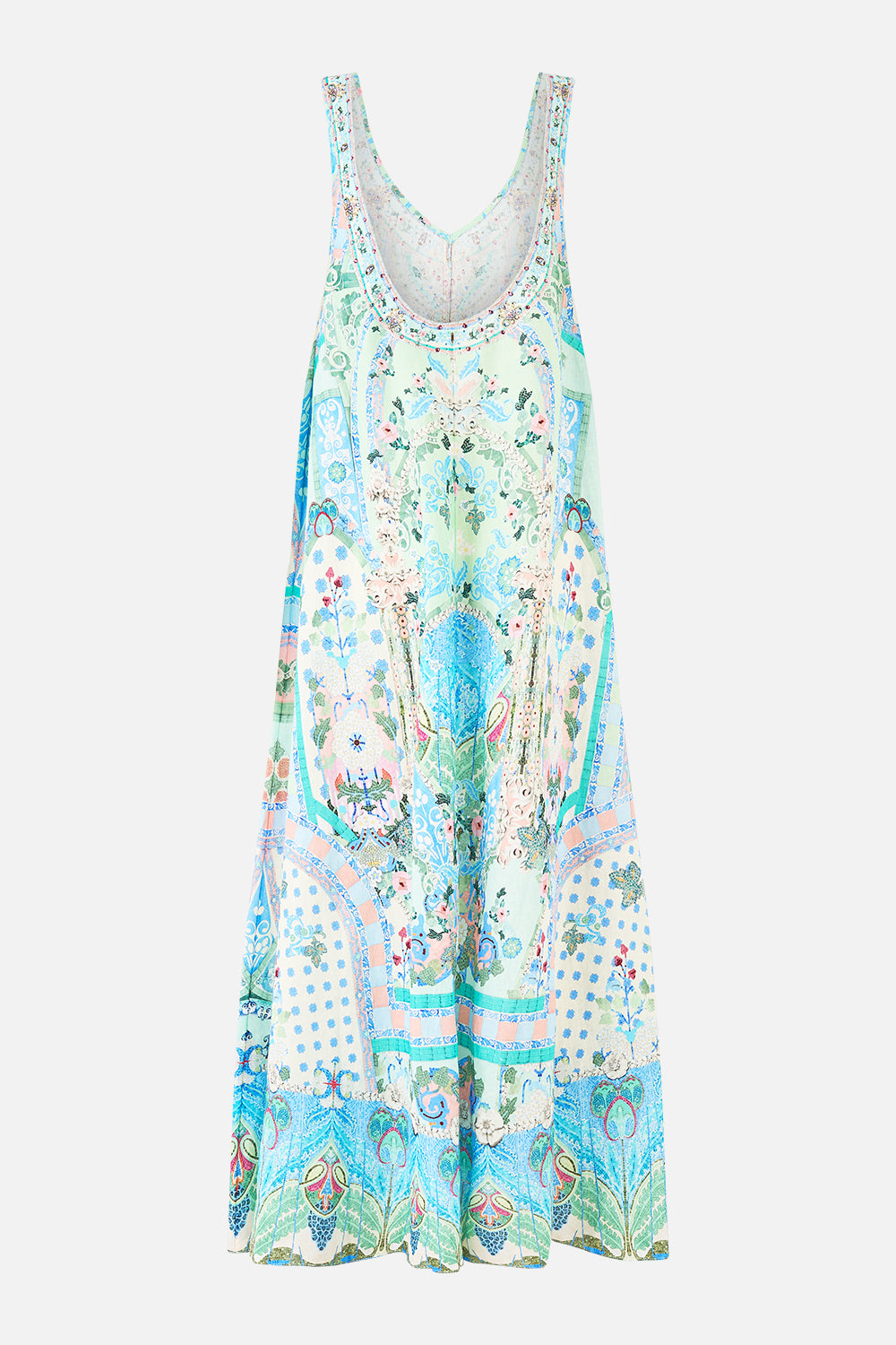 CAMILLA V Neck Pocket Dress with Low Back - Midsummer Mosaics - Magpie Style