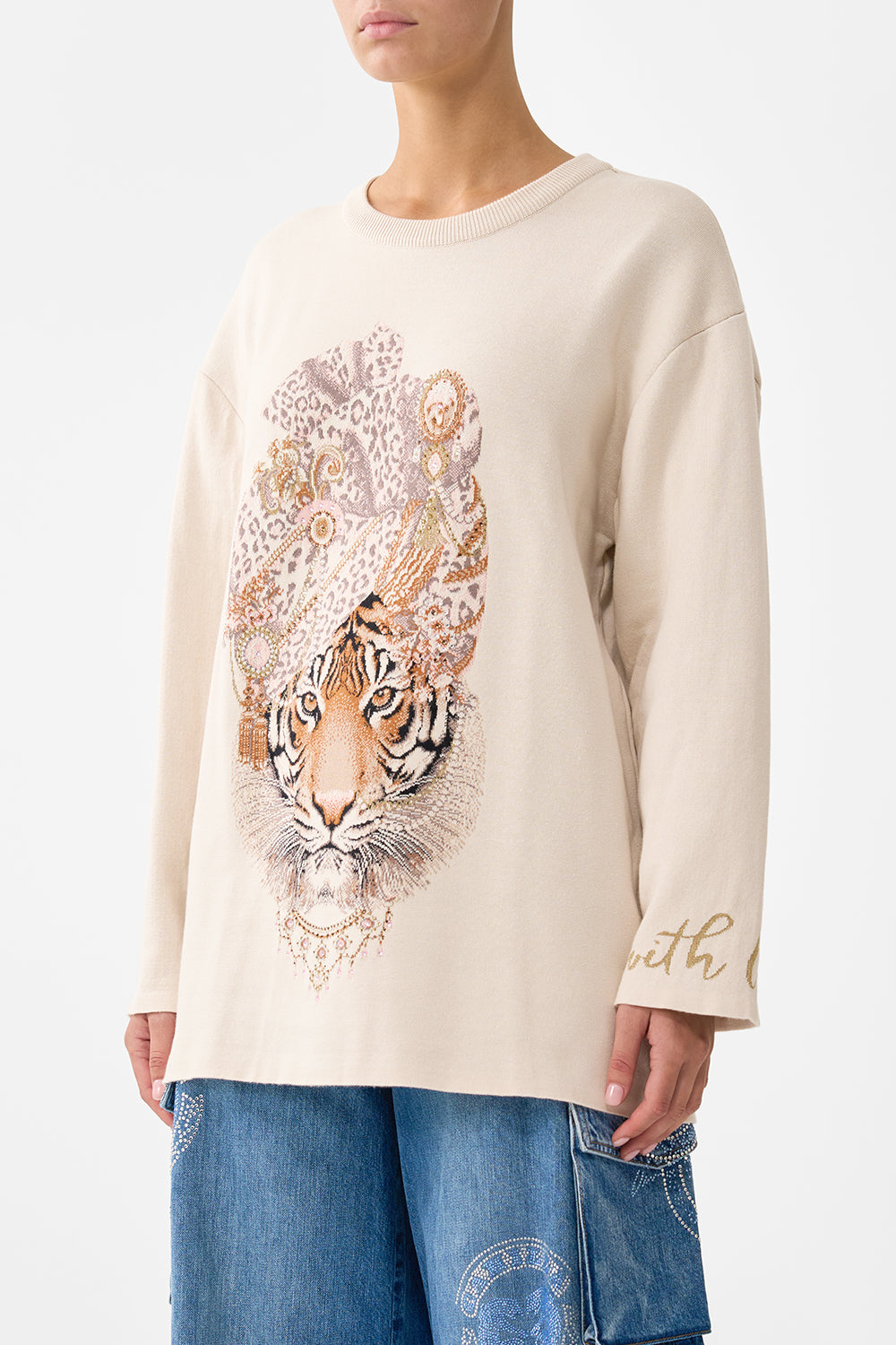 CAMILLA Boxy Crew Neck Jumper - Aranjuez Animalia - Magpie Style