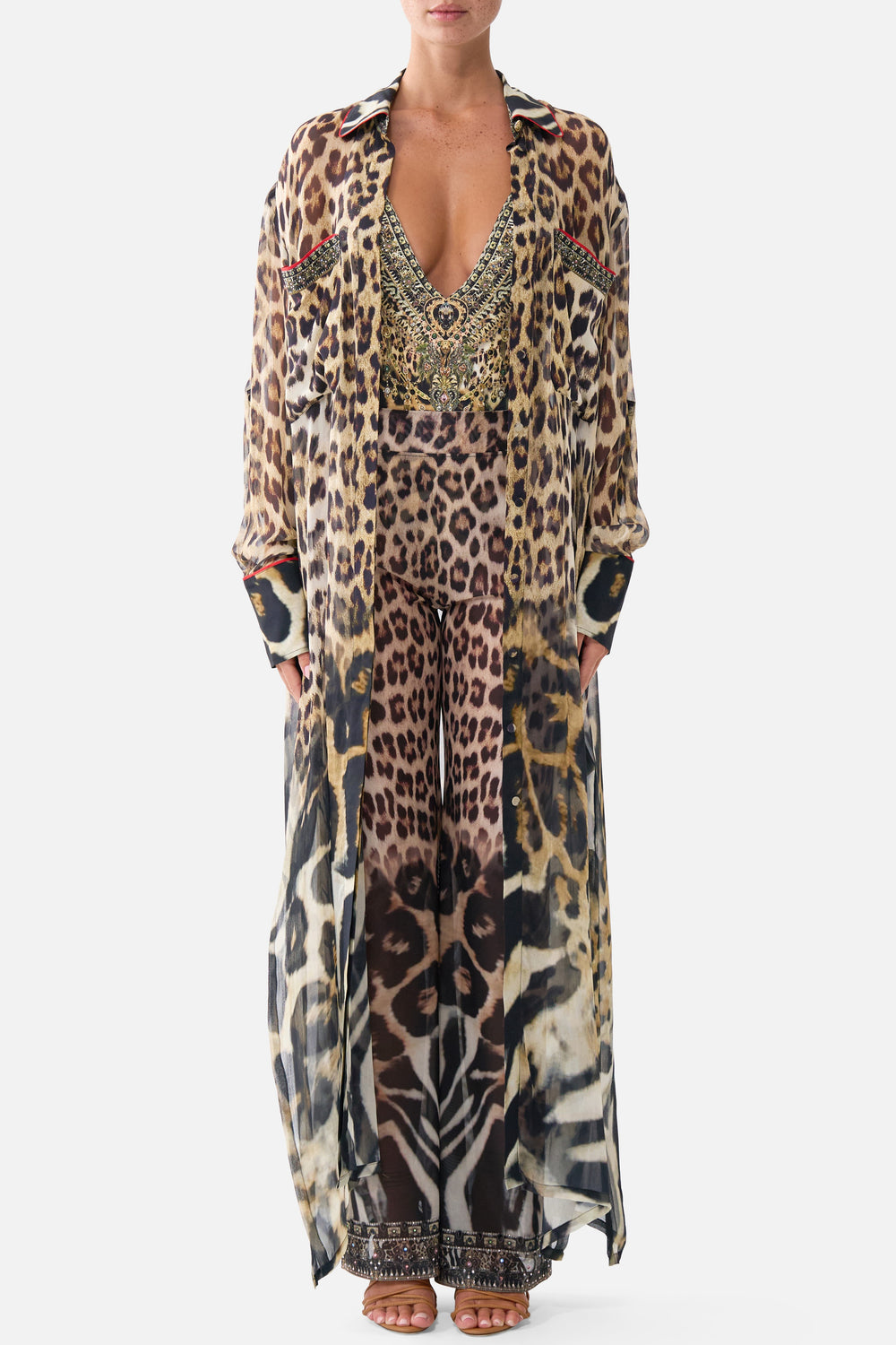 CAMILLA Button Front Long Dress - Leotigra Land