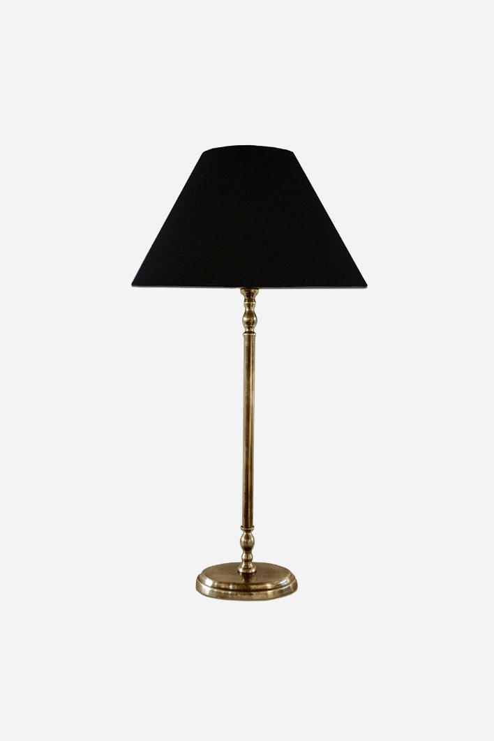 Lyon Oval Tall Lamp Base Antique Brass Finish — lamp base; shade shown for styling