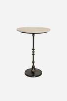 Toledo Marble & Forged Iron Pedestal Base Occasional Table
