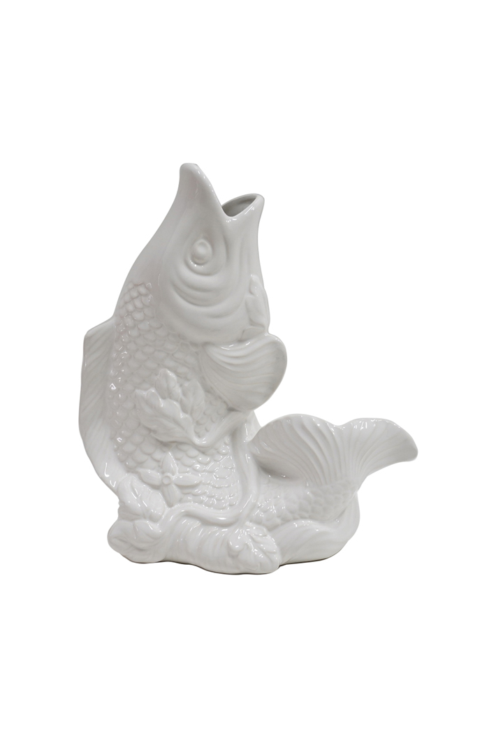 Noah White Ceramic Fish Vase
