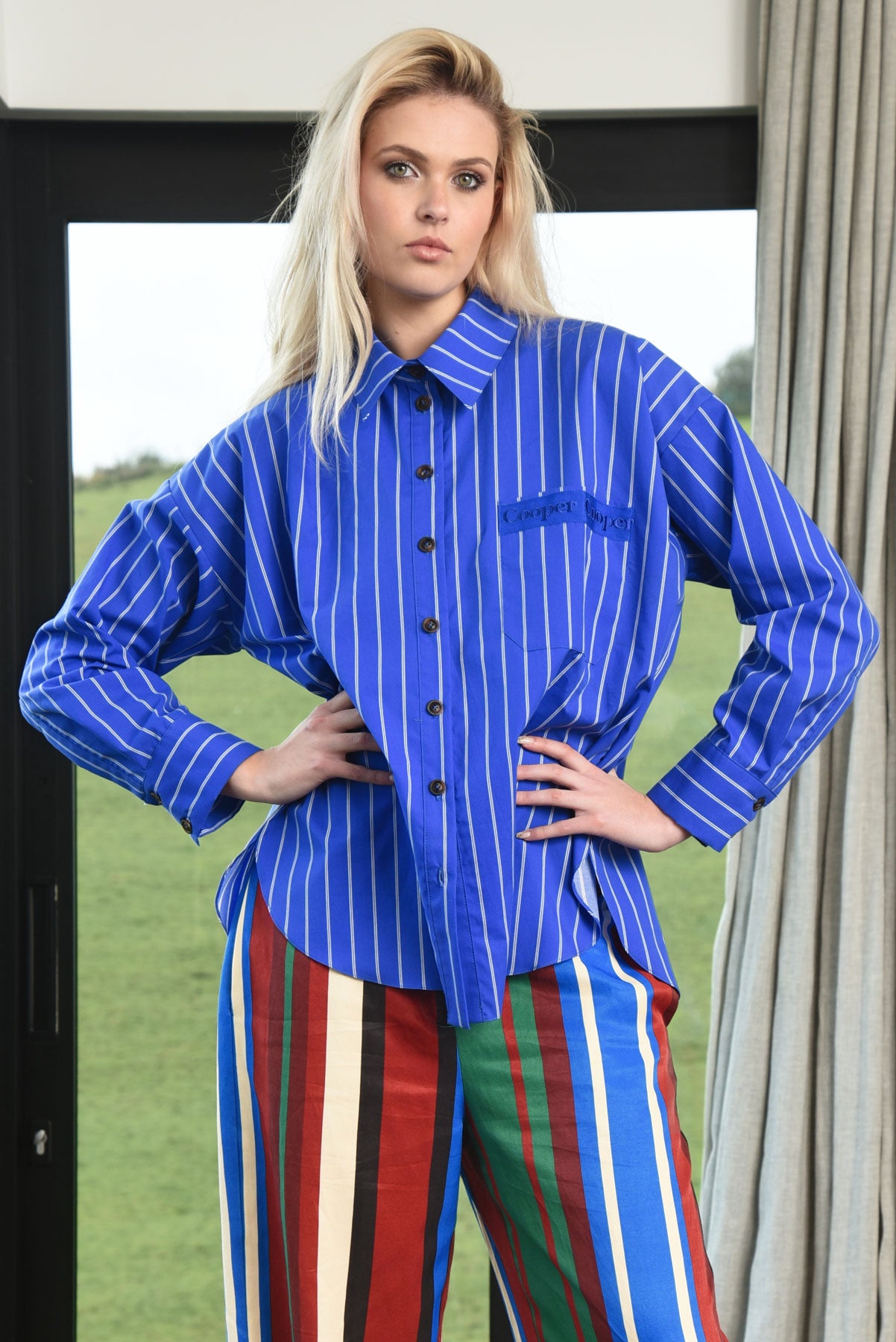 COOPER A-Shirt Your Eyes Shirt - Blue Stripe - Magpie Style