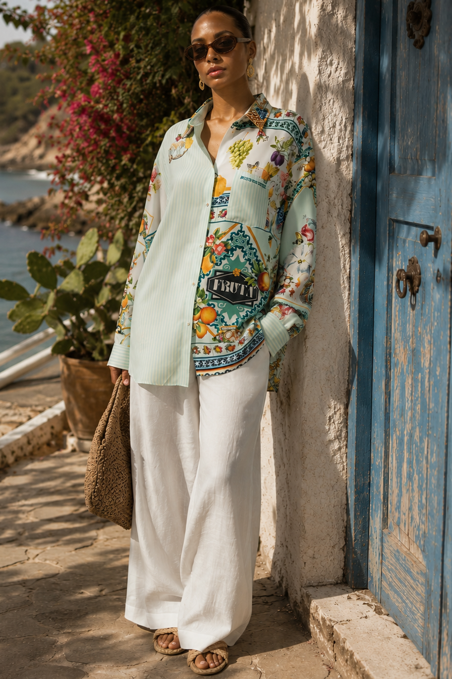 CAMILLA Long Sleeve Oversized Shirt with Pocket - Magic of the Mercado