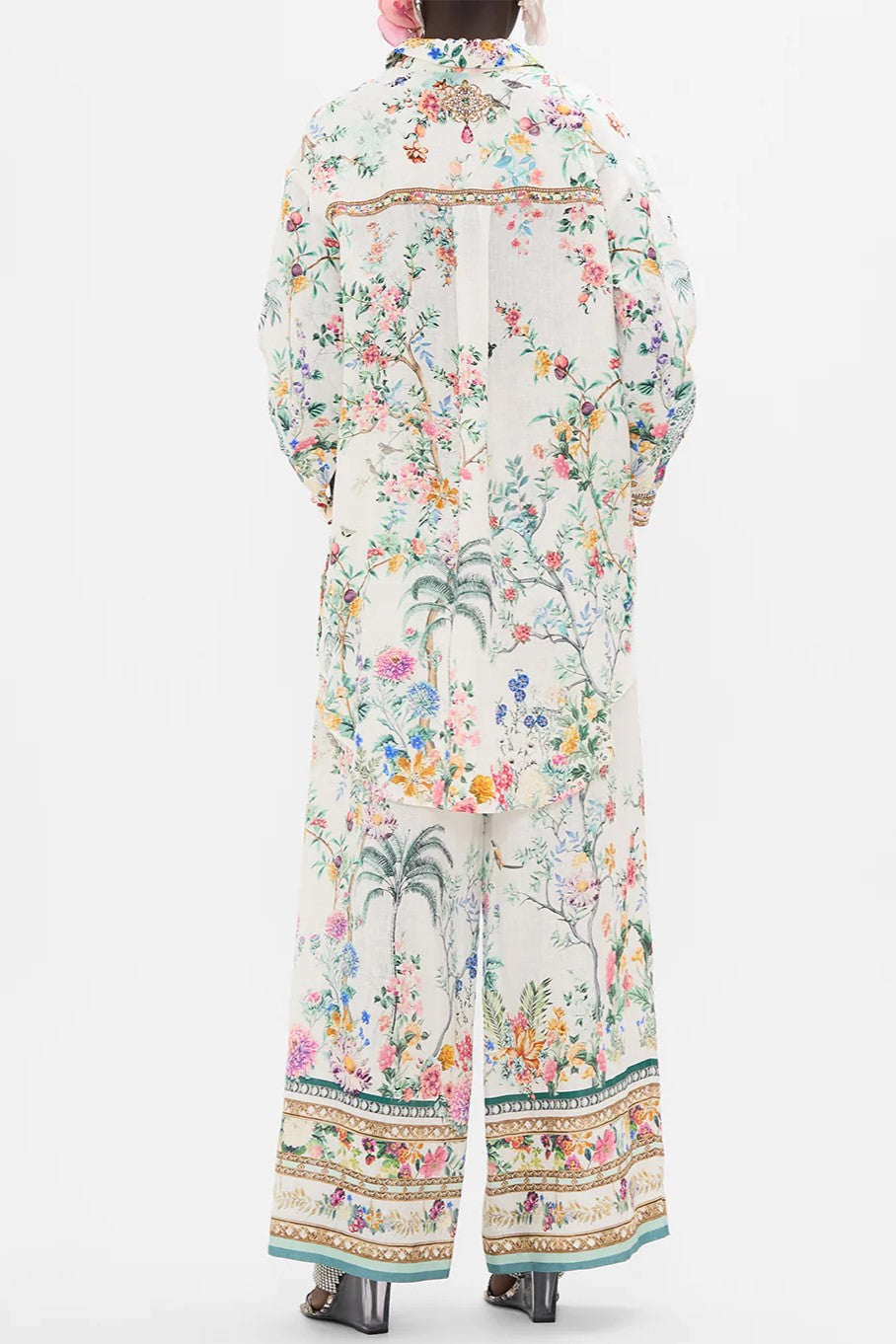 CAMILLA -  Shirt Tunic with Side Buttons - Plumes and Parterres - Magpie Style