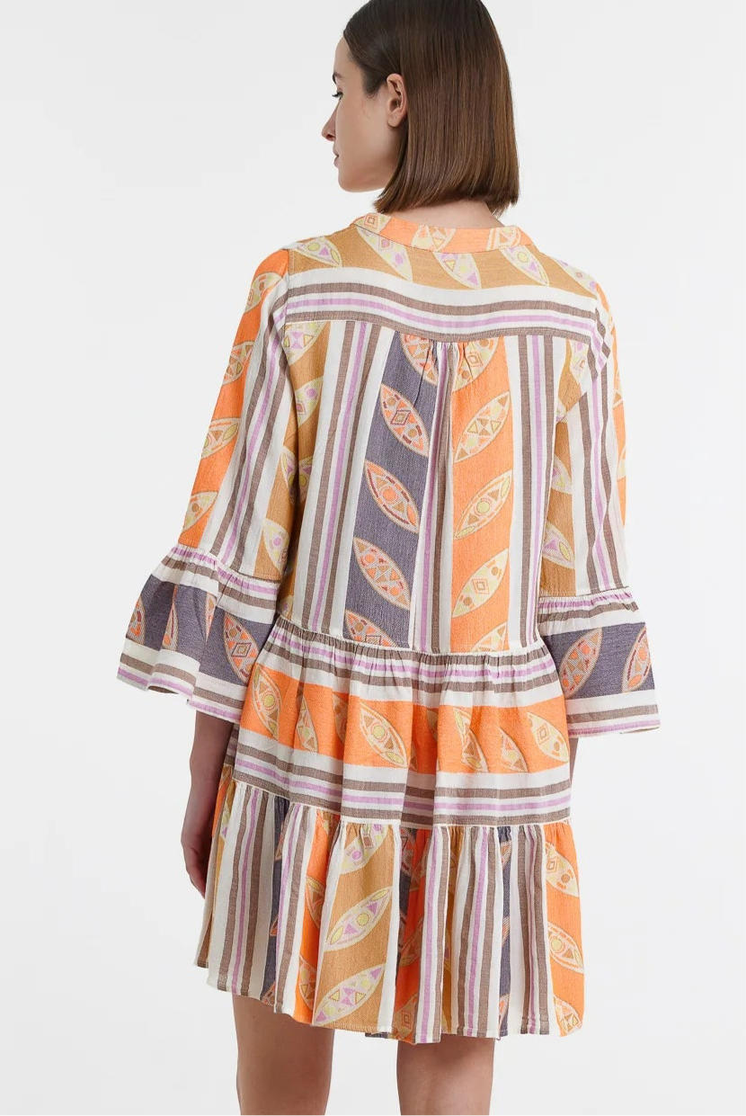 DEVOTION TWINS - Hermosa Short Dress Orange/Lilac - Magpie Style