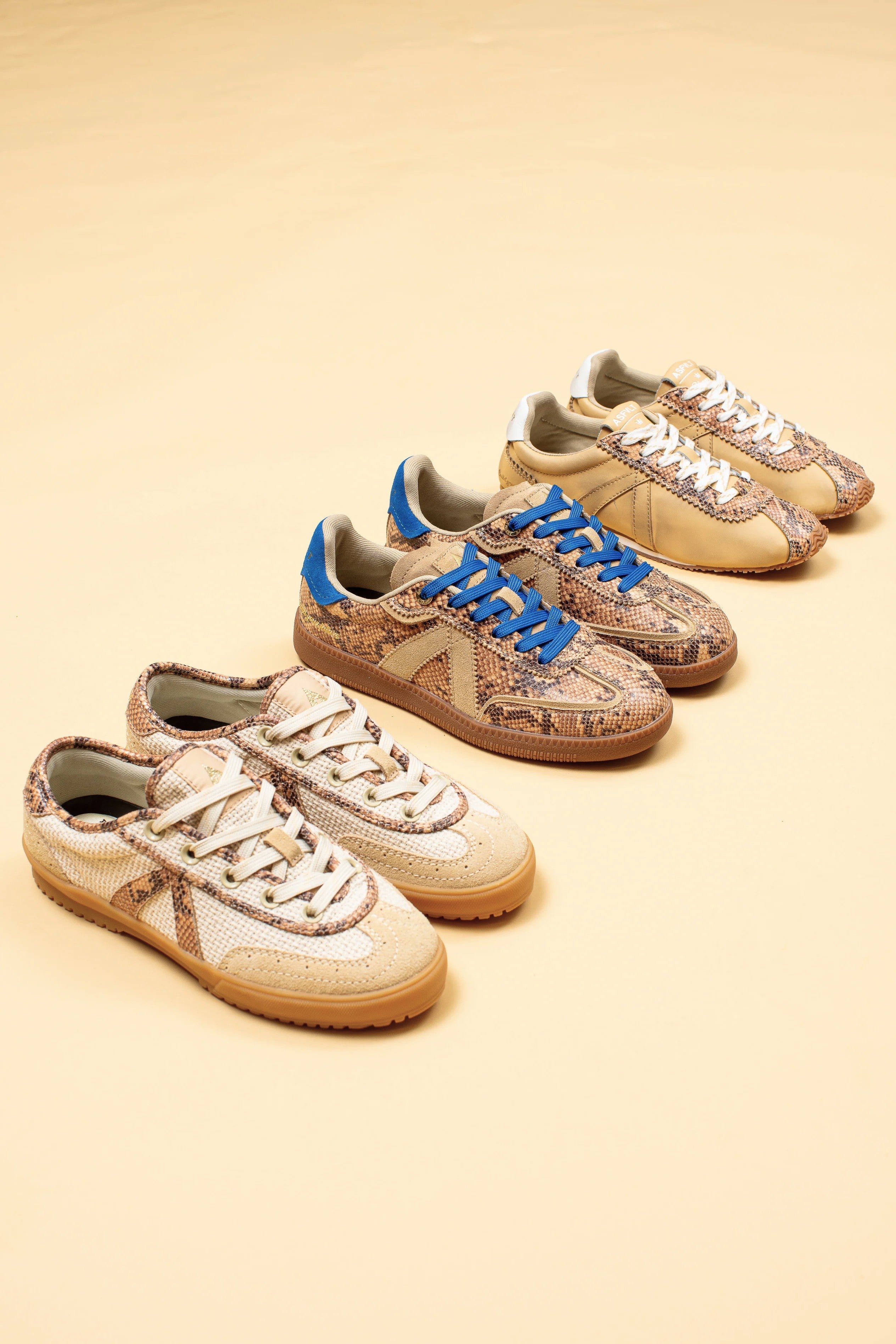 ASFVLT Elite Classic Sneaker - Beige Snake/Blue - Magpie Style