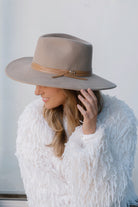 SUNDAISE - Tessa Wool Panama Hat - Stacked Trim Taupe - Paula Ryan