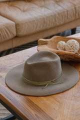 SUNDAISE - Tessa Wool Panama Hat - Stacked Trim Sage