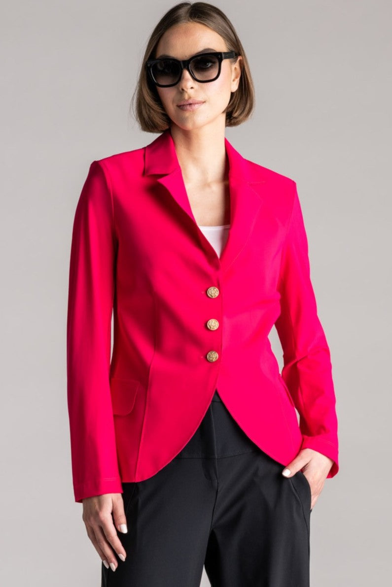 PAULA RYAN Classic Waisted Jacket - Microjersey Electric Pink