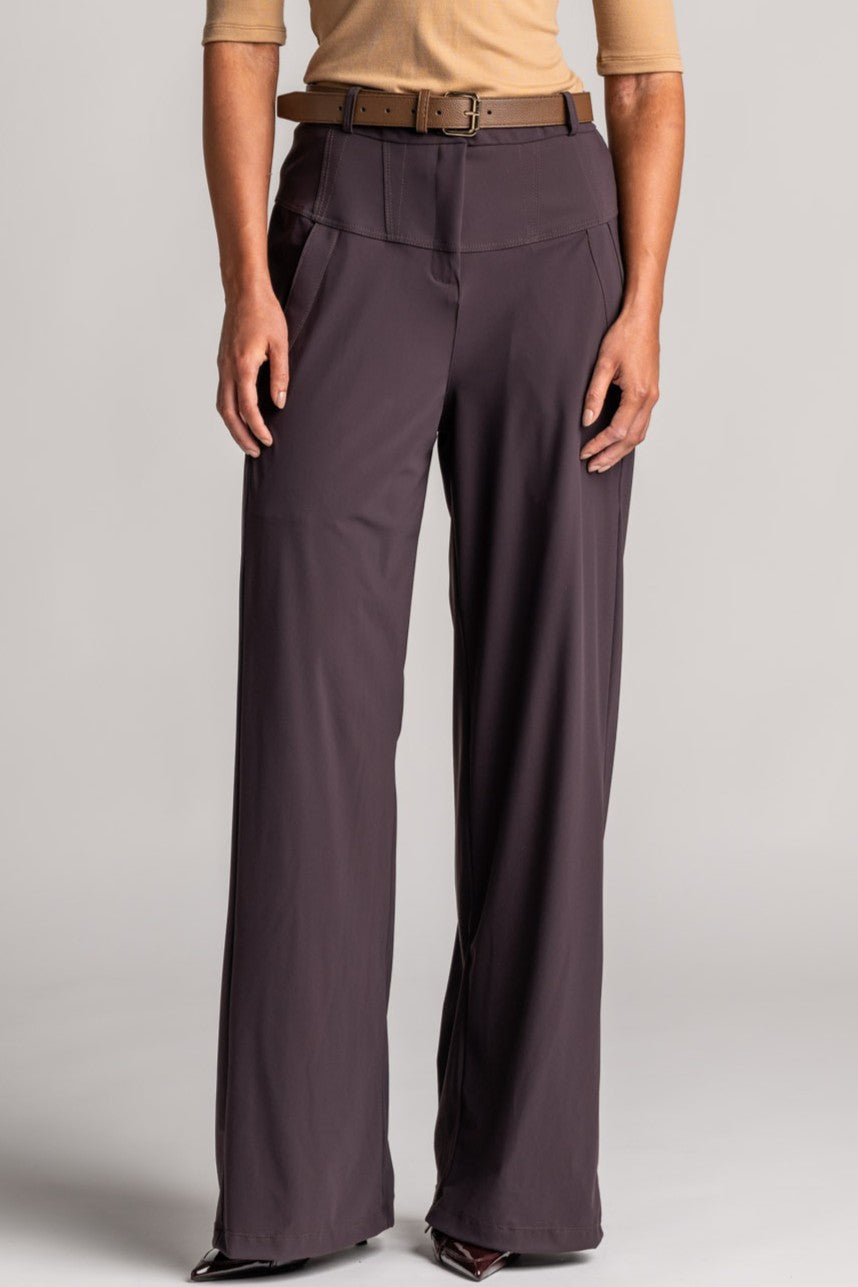 PAULA RYAN Wide Leg Pant - Cocoa Plum - Paula Ryan