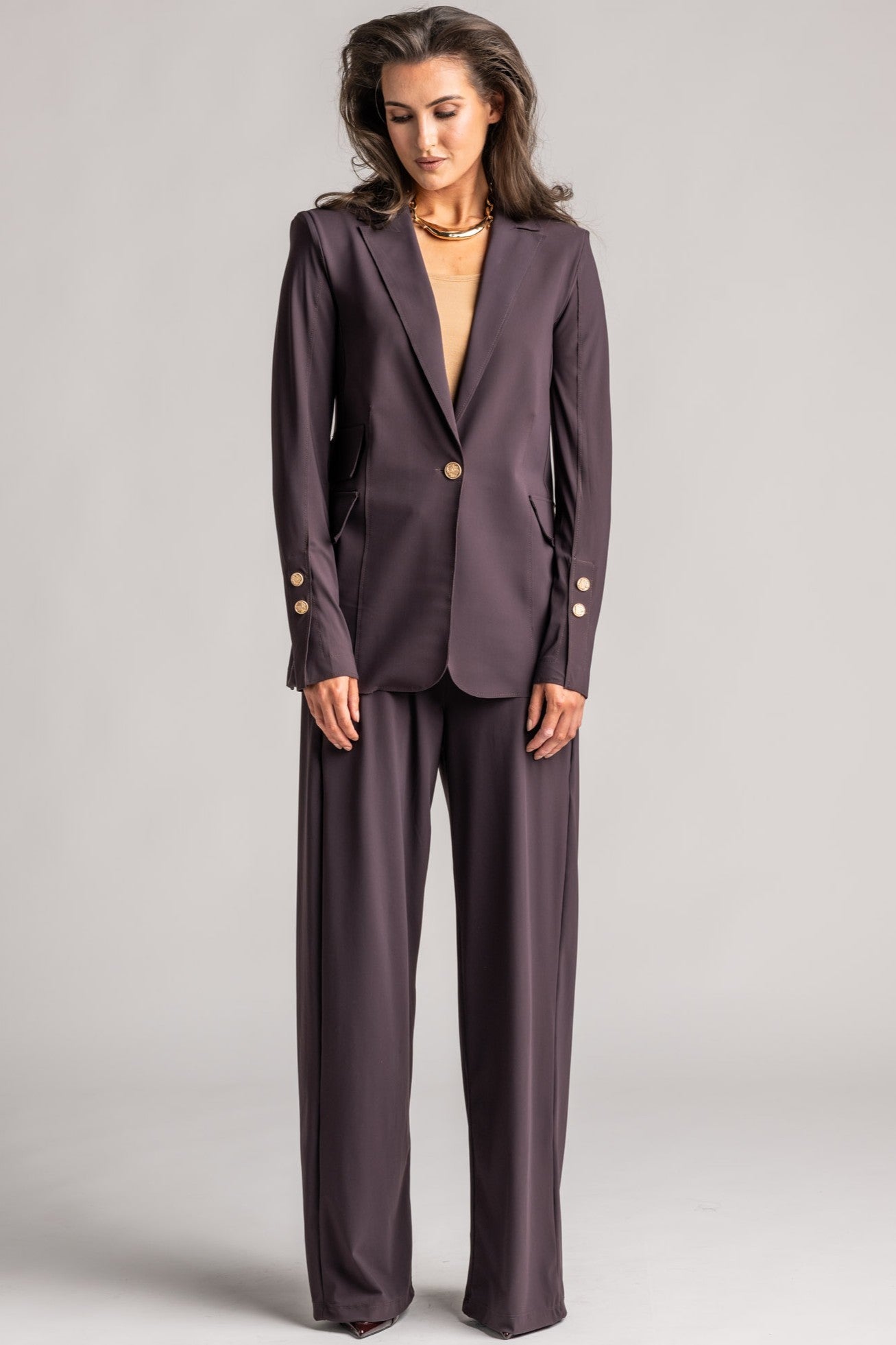 PAULA RYAN Wide Leg Pant - Cocoa Plum - Paula Ryan