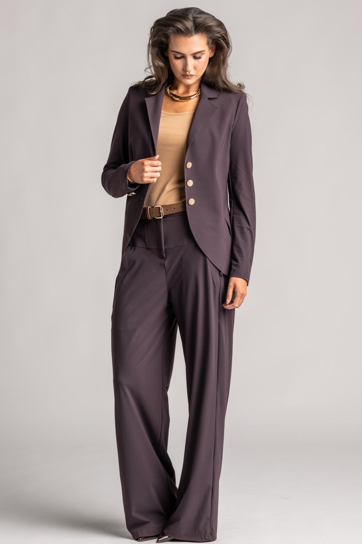 PAULA RYAN Classic Waisted Jacket - Cocoa Plum - Paula Ryan