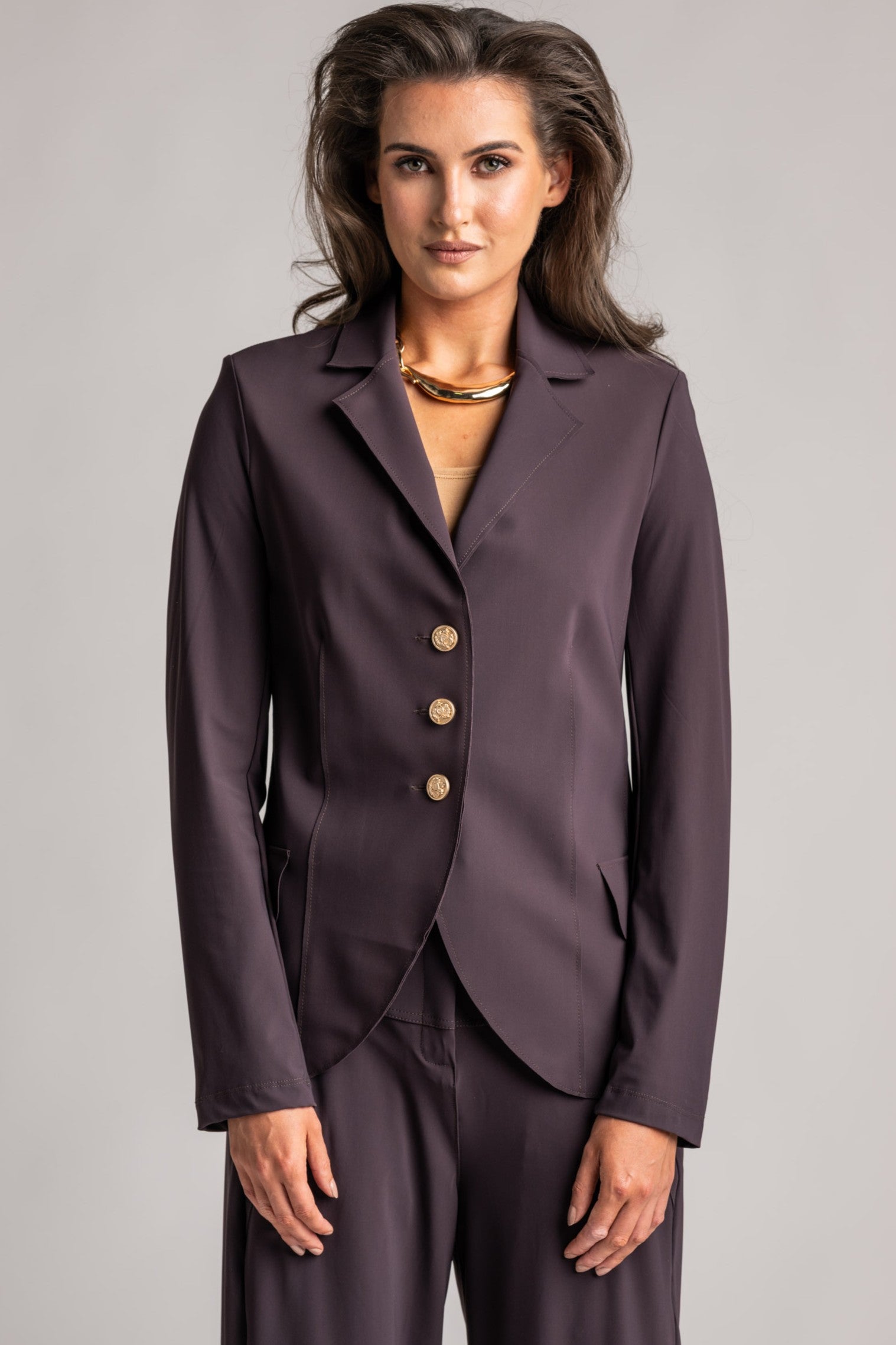 PAULA RYAN Classic Waisted Jacket - Cocoa Plum - Paula Ryan