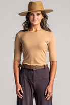 PAULA RYAN Slim Fit Half Sleeve Top - Merino Camel - Paula Ryan