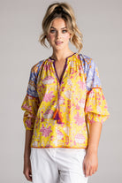 PLACE DU SOLEIL Lila Print Top - Yellow - Magpie Style
