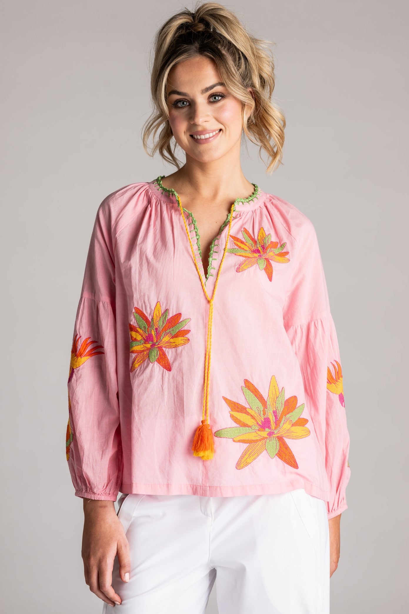 PLACE DU SOLEIL Rosa Blouse - Yellow Lilies - Magpie Style
