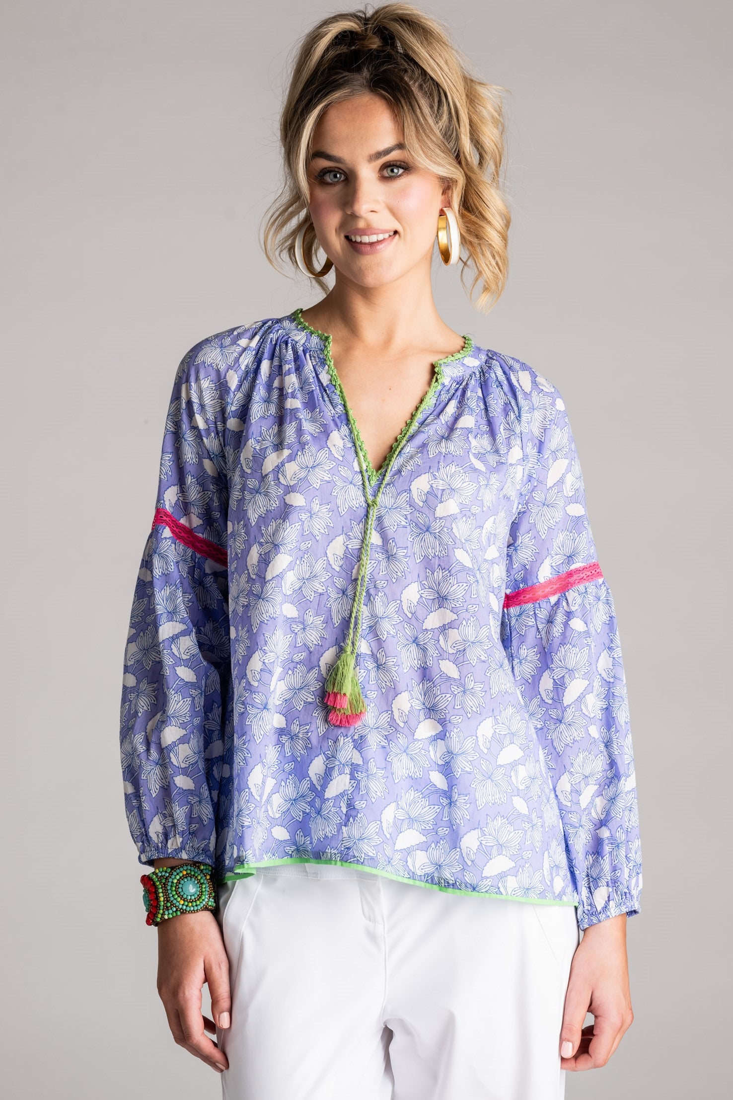 PLACE DU SOLEIL Lila Print Top - Lilac - Magpie Style