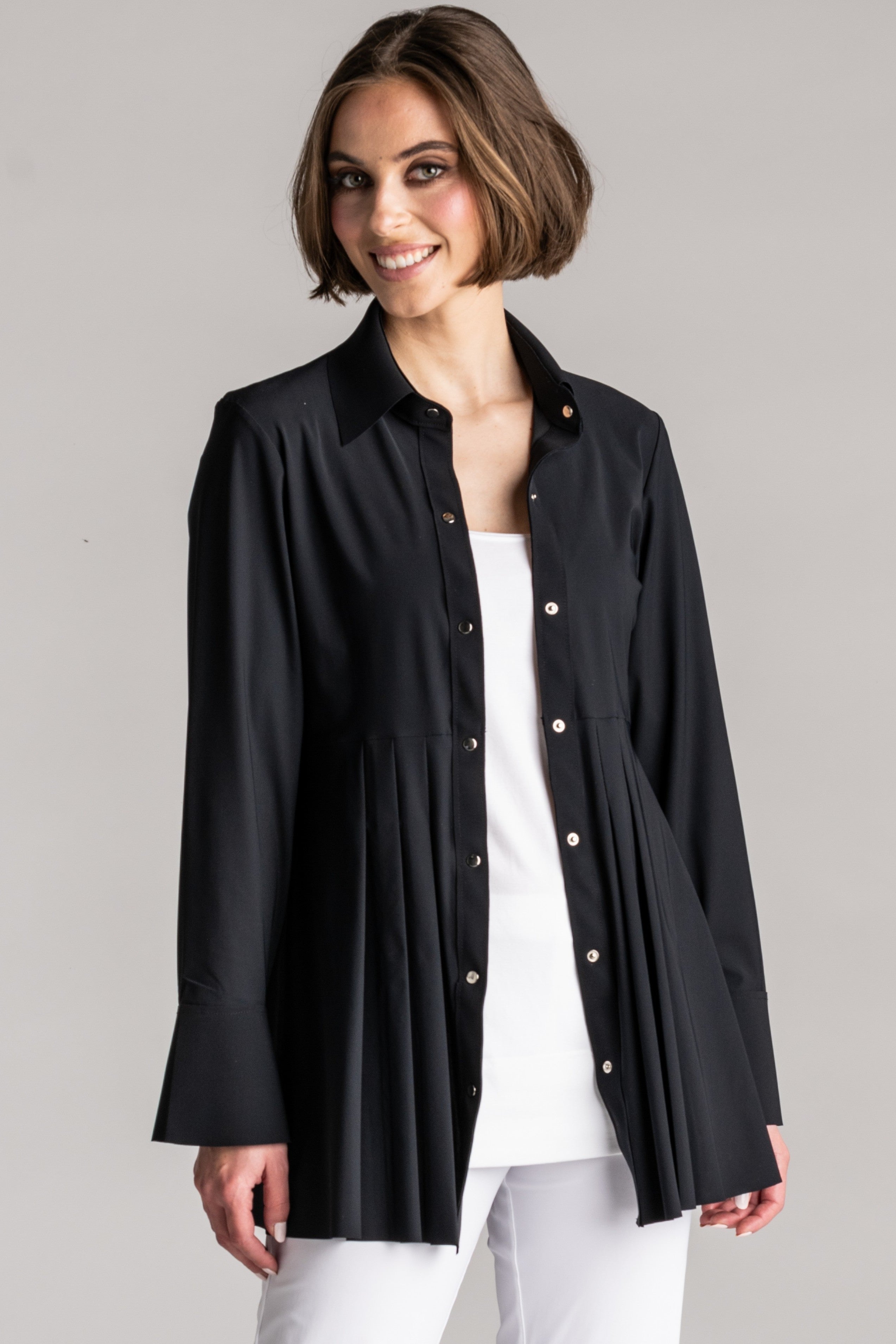 PAULA RYAN Tucked Waist Shirt - Microjersey Black - Paula Ryan