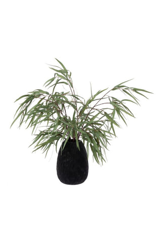 Artificial Eucalyptus Spray Pot - Charcoal Vase