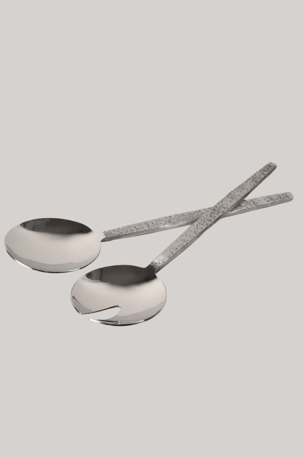 Polished salad servers - Hammered Handle - Magpie Style