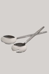 Polished salad servers - Hammered Handle