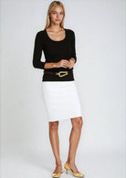 PAULA RYAN Slim Fit 3/4 Sleeve U Shape Neck Top - Eco Vero Black - Paula Ryan