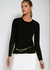 PAULA RYAN Easy Fit Crew Neck Top - Merino Black