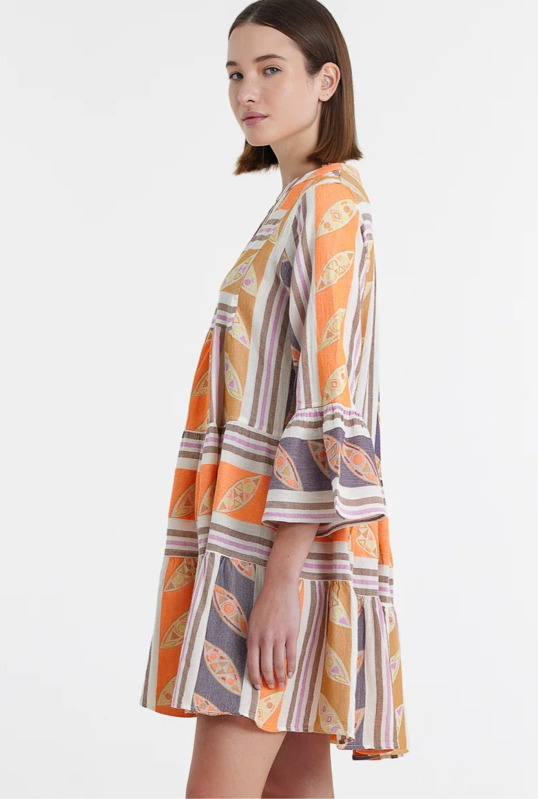 DEVOTION TWINS - Hermosa Short Dress Orange/Lilac - Magpie Style