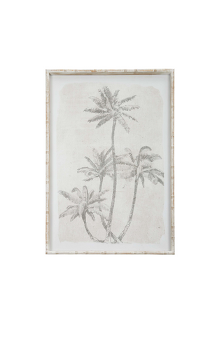 Vintage Cluster of Palms Frame Glass Print