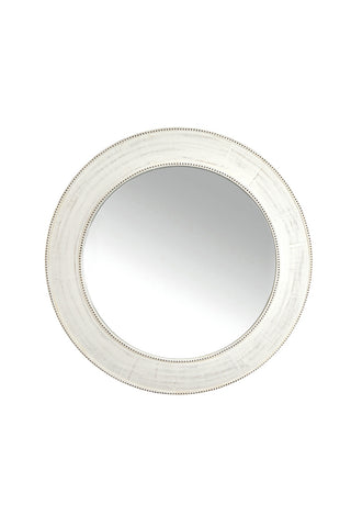 St Lucia Round Wooden Mirror - White Wash