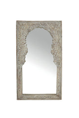 Idha Hand Carved Wooden White Wash Mirror