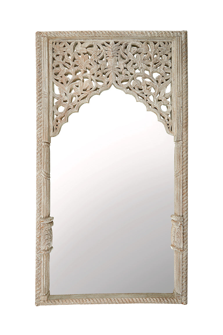 Pagoda Hand Carved Timber Arch Floor Mirror - Magpie Style