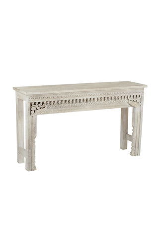Isha Hand Carved Timber Console - White
