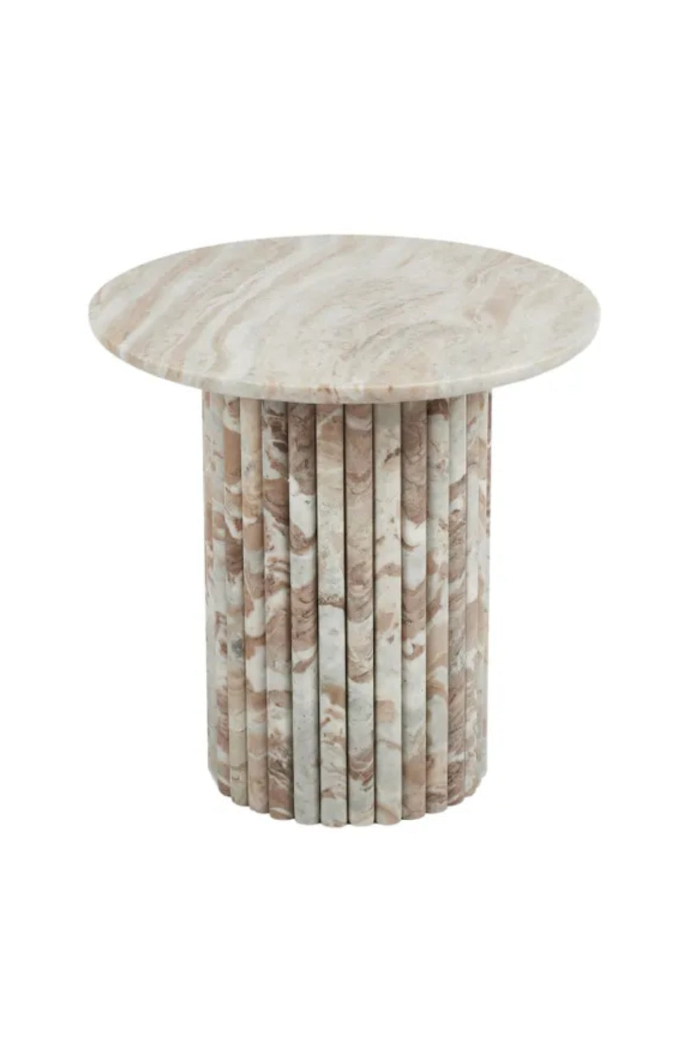 Rosé Marble Fluted Side Table