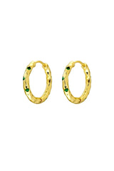 Freya Hoop Earring with Inset Emerald Stone