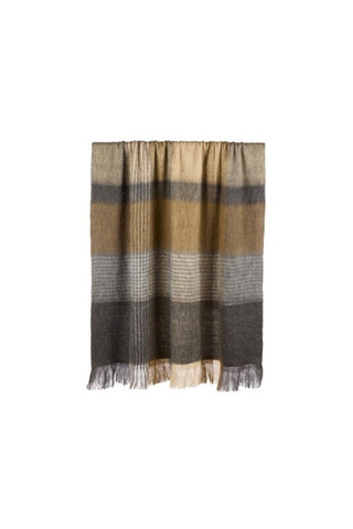 Brushed Stripe Throw - Caramel & Charcoal