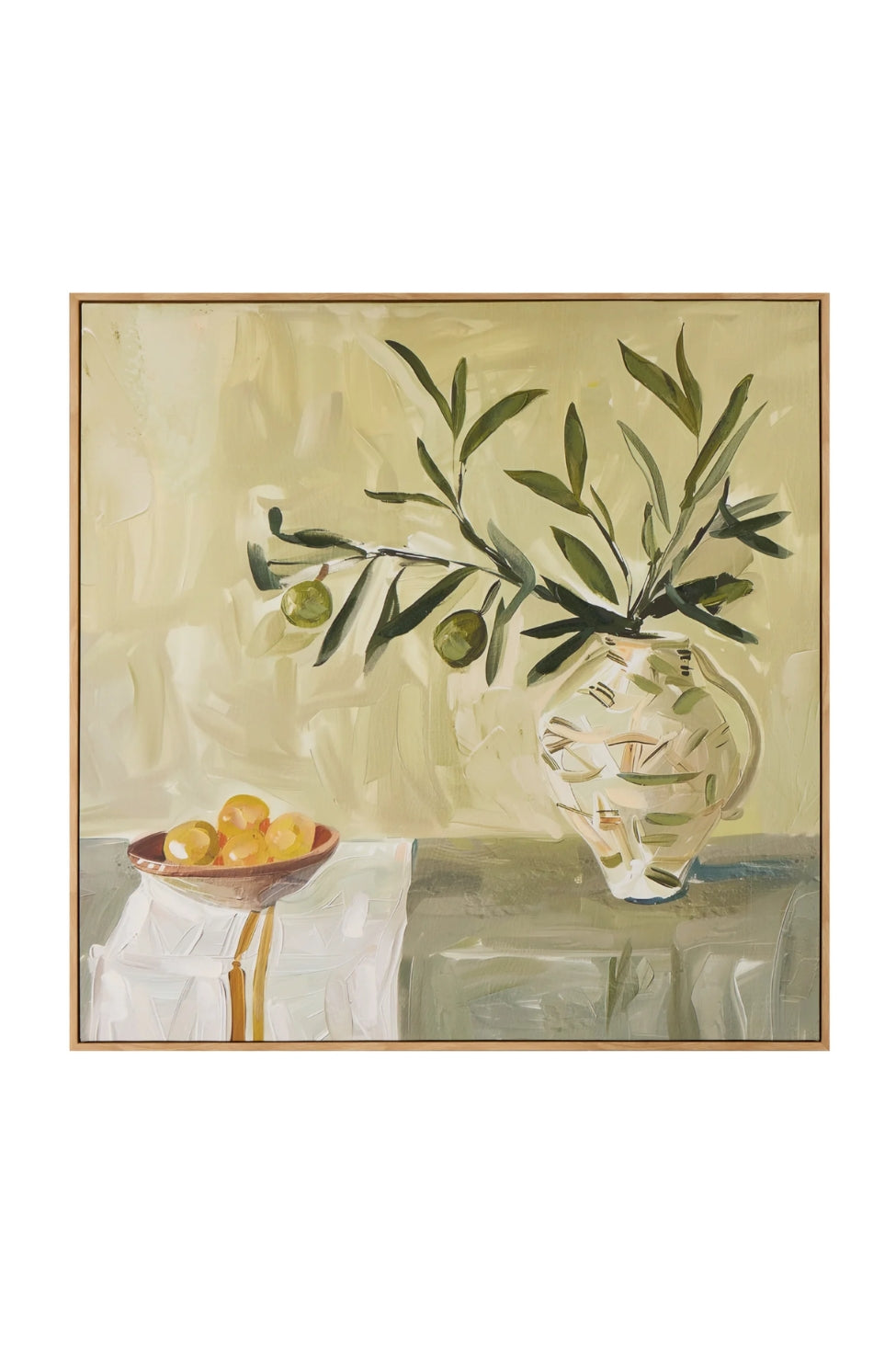 Olive Branch Still Life Framed Canvas