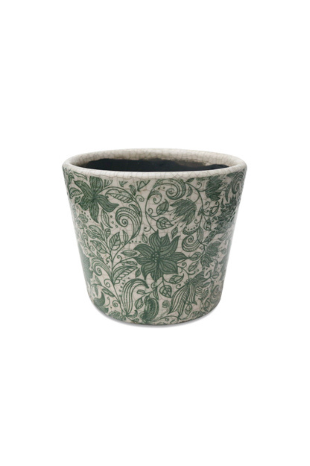 Leaf & Vine Floral Pot - White/Green - Magpie Style