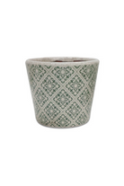 Geometric Motif Pot - White/Green - Magpie Style