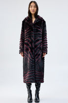 UNREAL FUR Gonzo Coat - Striped Burgundy - Magpie Style