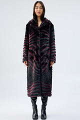 UNREAL FUR Gonzo Coat - Striped Burgundy