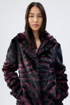 UNREAL FUR Gonzo Coat - Striped Burgundy - Magpie Style