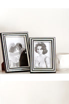 Black and Off-White Striped Resin Photo Frame 4x6 - Magpie Style
